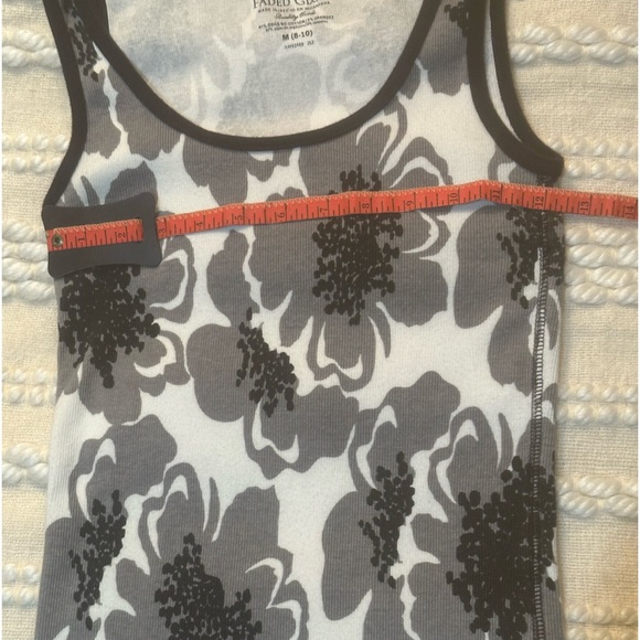 🌸 $3 if bundled - Medium ( 8 - 10 ) Faded Glory Ribbed Floral Tank Top Stretchy - Picture 5 of 6